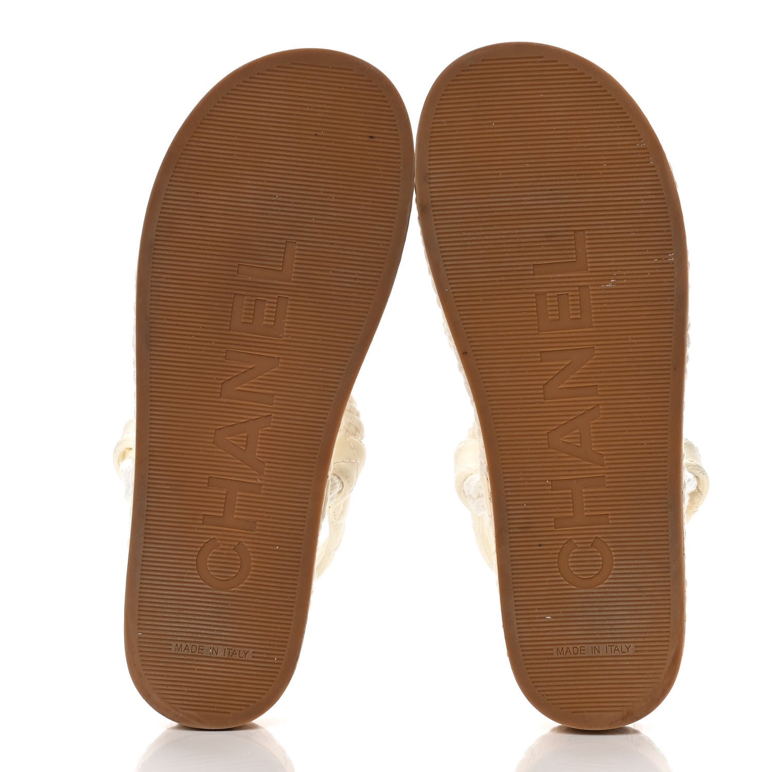 Chanel Cord Lambskin Quilted Logo Sandals 38 Ivory 7 of 11
