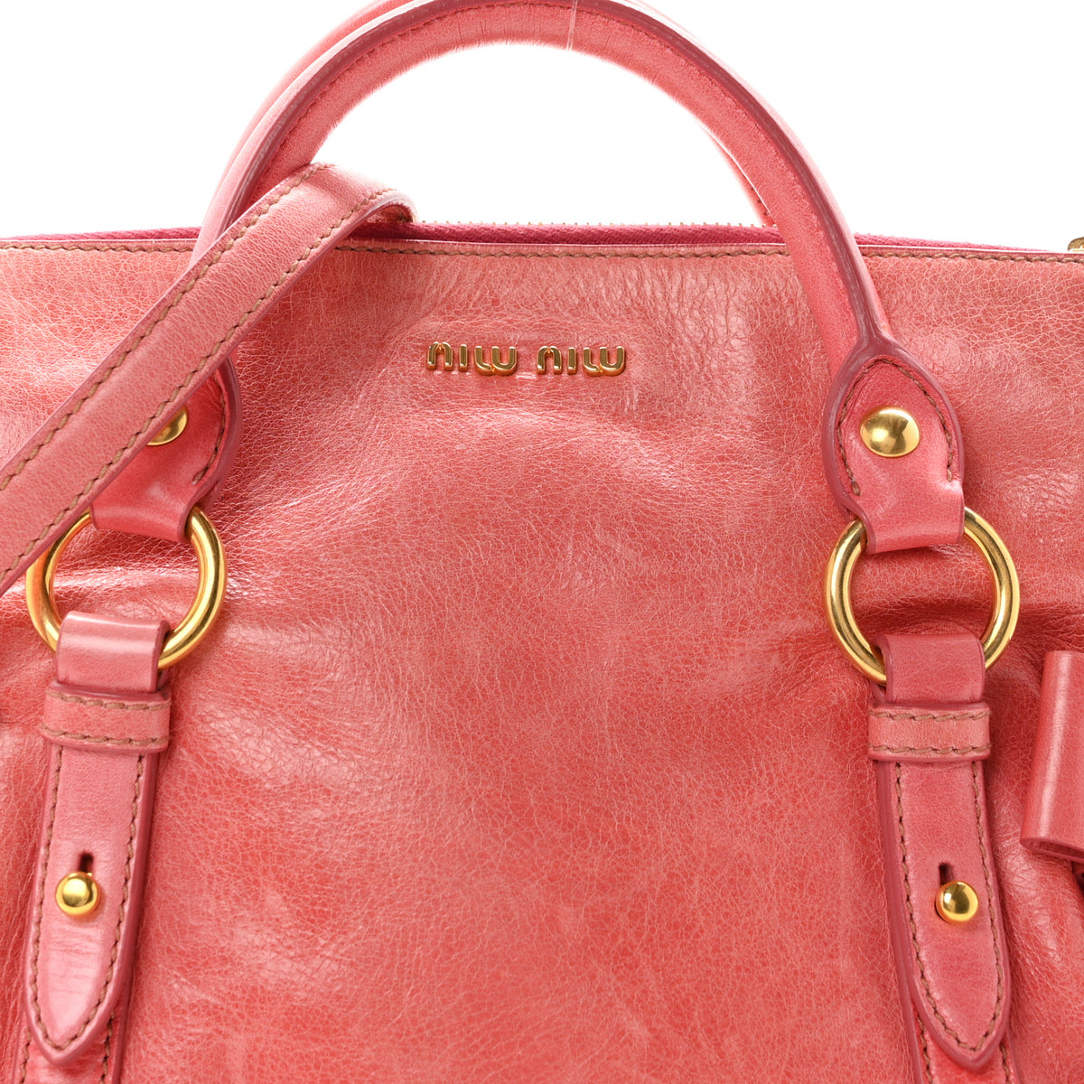 Miu Miu Vitello Lux Mini Bow Bag Rosa 7 of 10