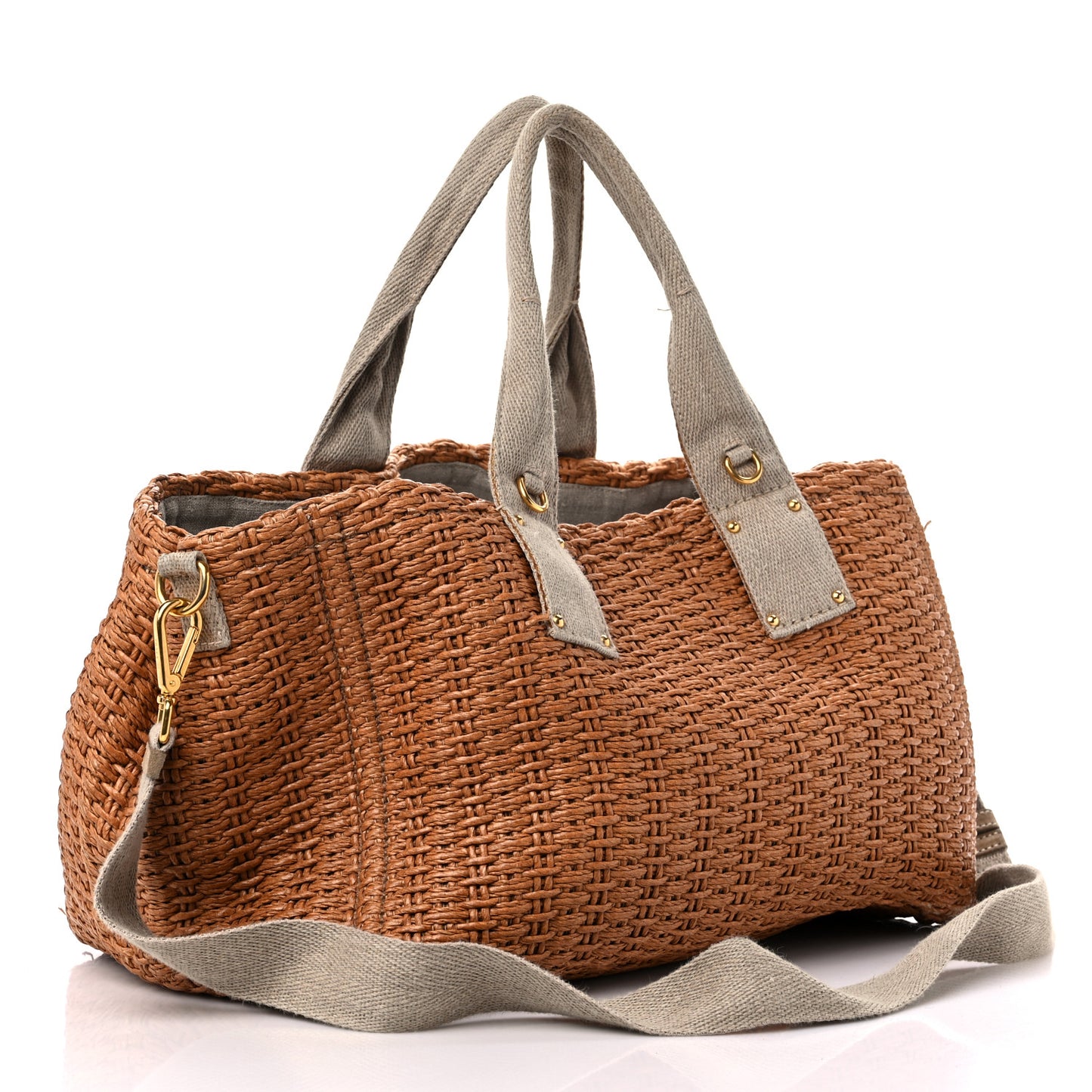 Raffia Canvas Mistolino Tote Miele