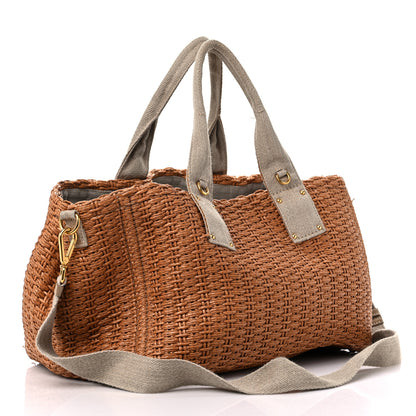 Prada Raffia Canvas Mistolino Tote Miele 2 of 13