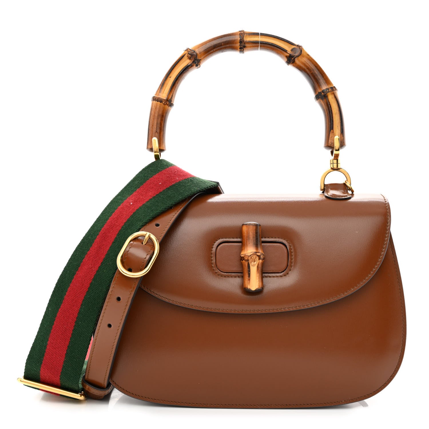 Gucci Boarded Dyana Lux Calfskin Web Medium Bamboo 1947 Top Handle Bag Brown 2 of 11