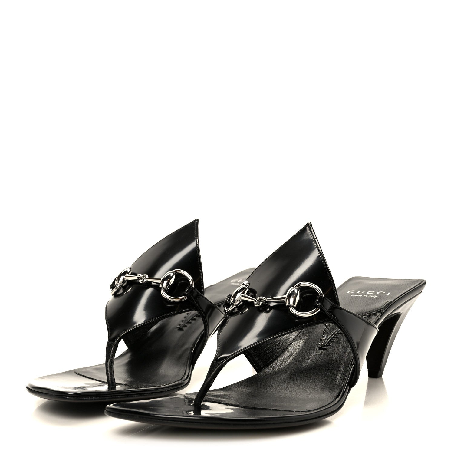 Gucci Malaga Kid Regent Calfskin Mariame Horsebit 55mm Mule Slide Sandals 39.5 Black 4 of 9