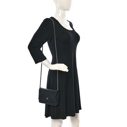 Chanel Lambskin Quilted Wallet On Chain WOC Navy Blue 2 of 11