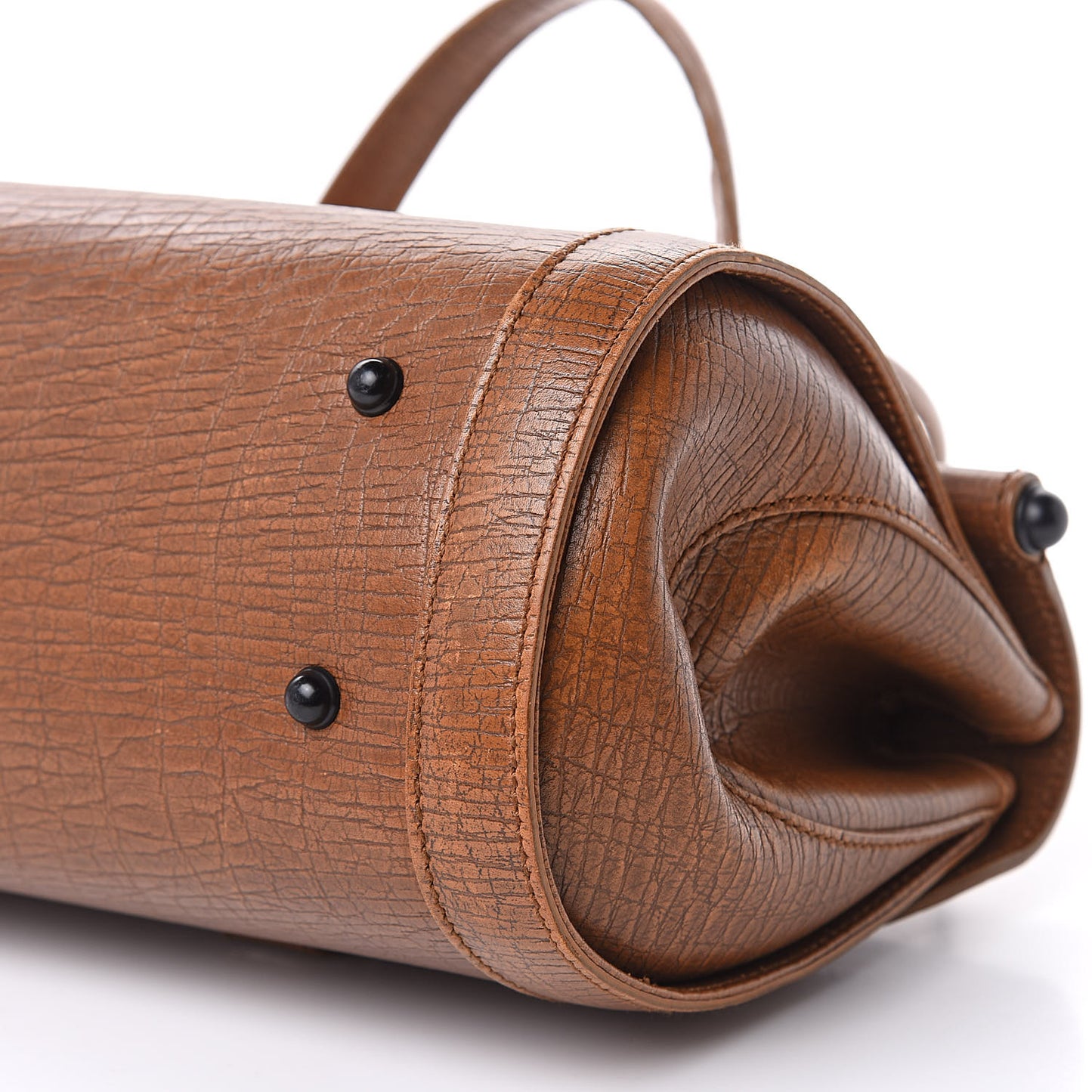 Calfskin Bamboo Bullet Satchel Brown