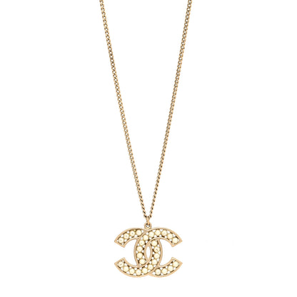 Chanel Pearl CC Pendant Necklace Gold 1 of 5