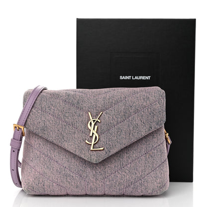 Saint Laurent Denim Y Quilted Monogram Toy Loulou Crossbody Bag Bleached Lilac 10 of 10