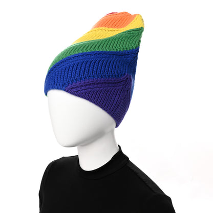 Burberry Wool Cashmere Knit Stripe Beanie Hat Rainbow 2 of 6
