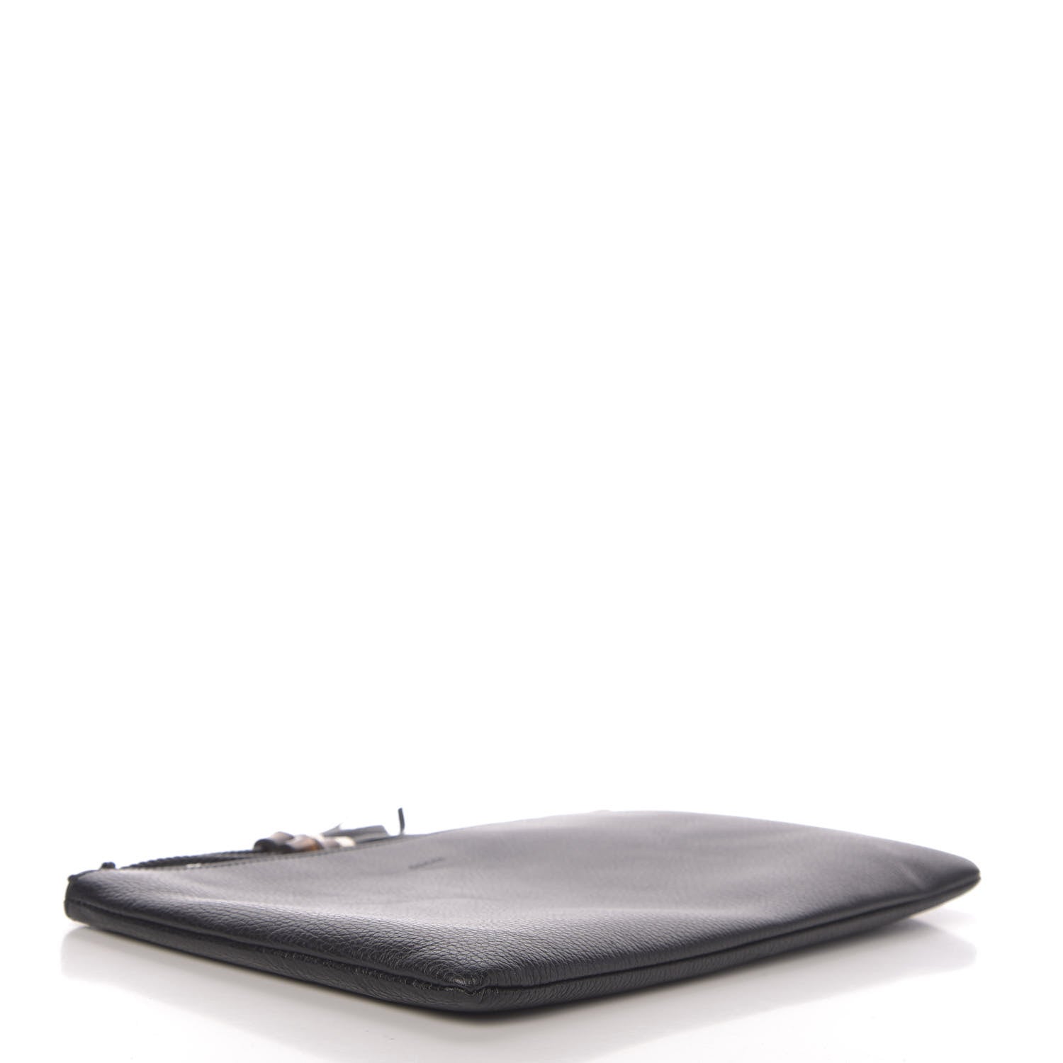 Gucci Pebbled Calfskin Large Bamboo Clutch Black 4 of 7