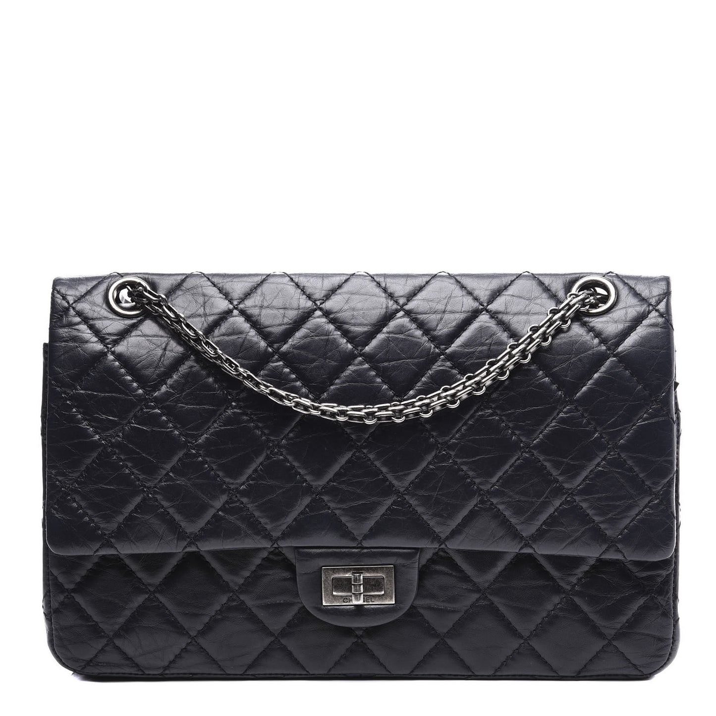 Aged Calfskin Quilted 2.55 Reissue 226 Flap Navy Blue
