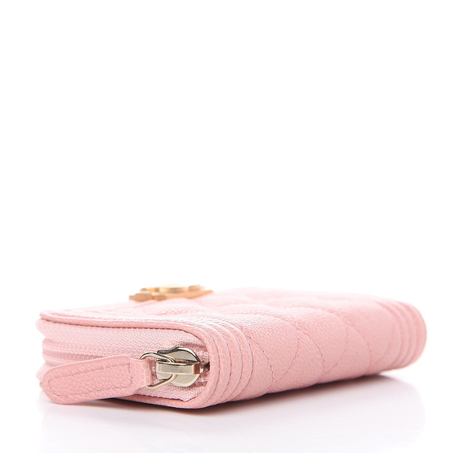 Caviar Quilted Boy Zip Around Coin Purse Wallet Light Pink
