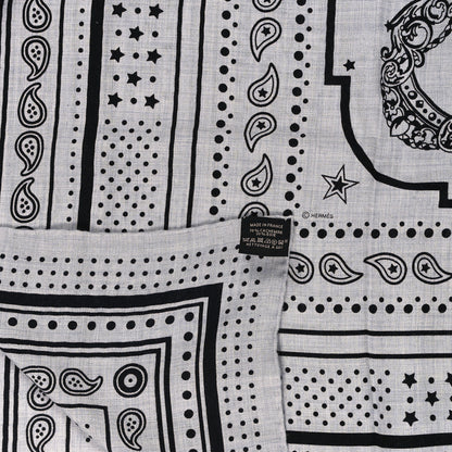 Hermes Cashmere Silk Les Cles Bandana Shawl 140 Gris Chine Black 3 of 3