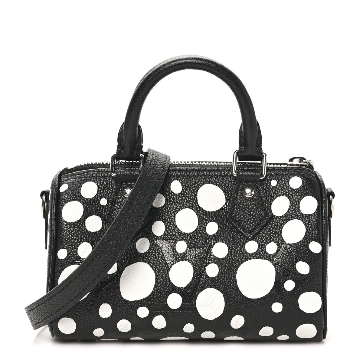 LV X YK Empreinte Infinity Dots Nano Speedy Bandouliere Black White