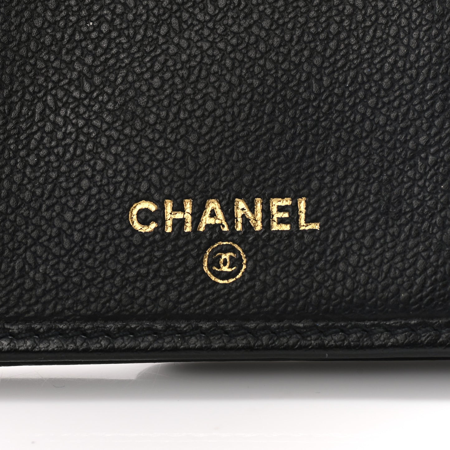 Grained Calfskin CC Button Long Wallet Black
