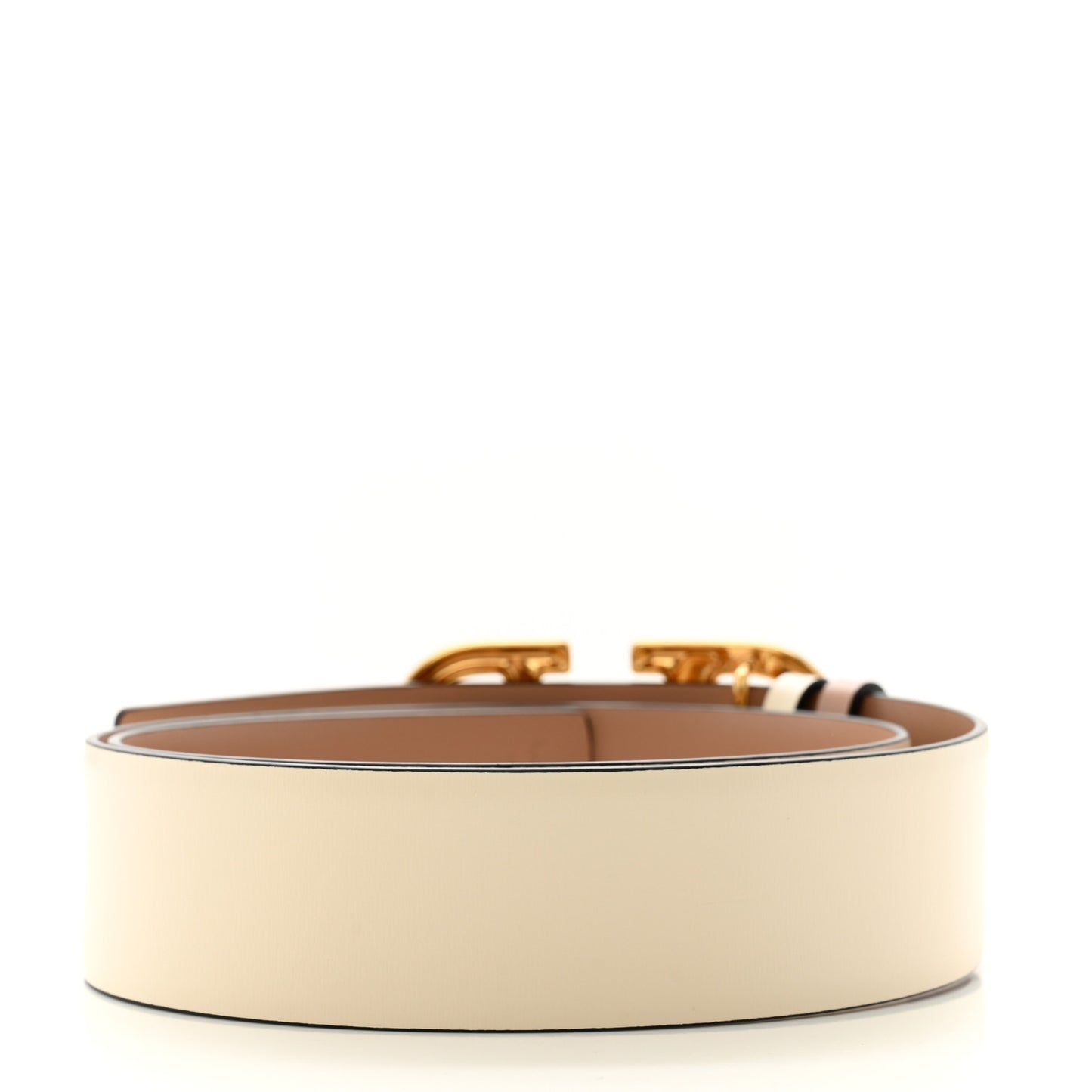 Glossy Calfskin VLogo Reversible 40mm Belt 75 30 Light Ivory Rose Cannelle