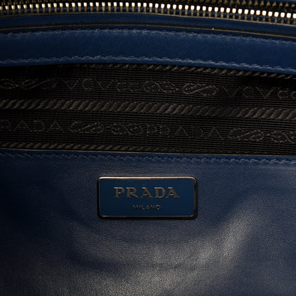 Prada Glace Calfskin Twin Pocket Tote Bluette 9 of 11