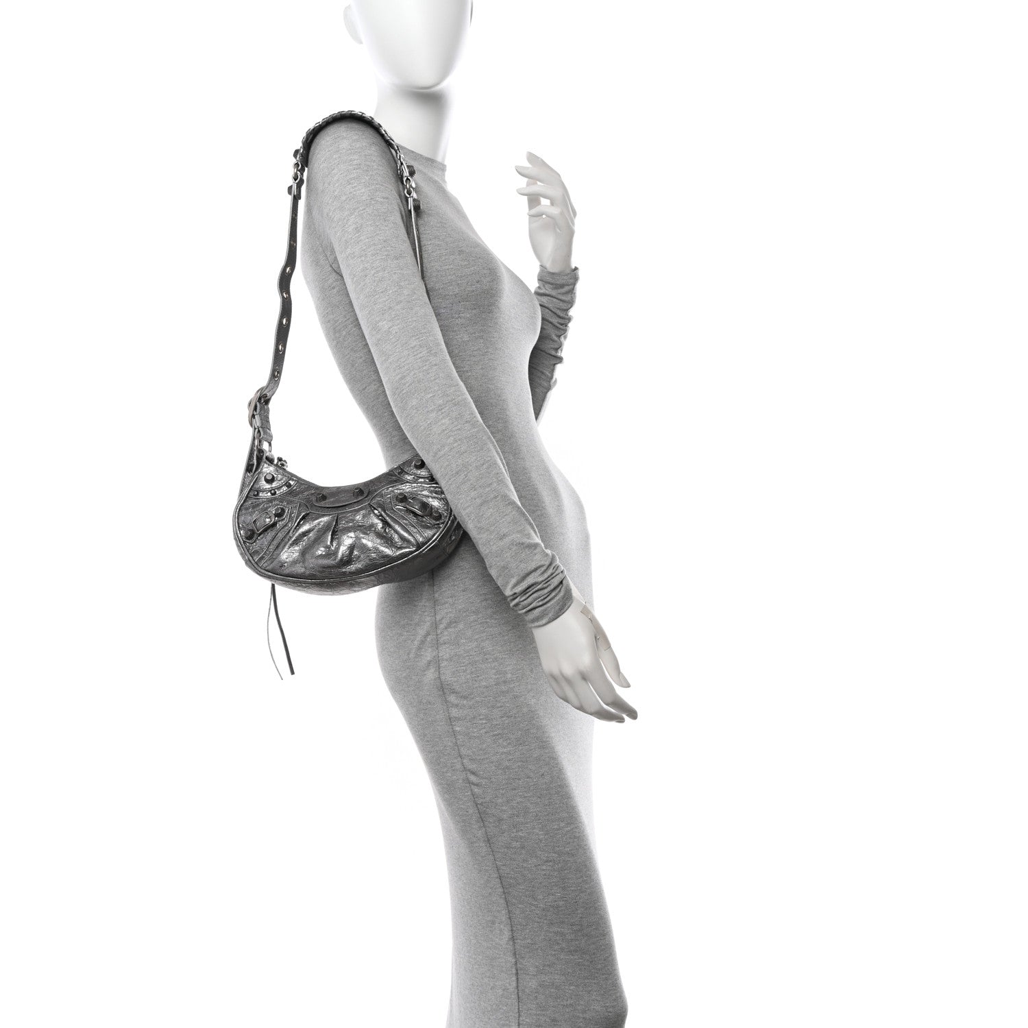 Balenciaga Metallic Agneau Arena Le Cagole Shoulder Bag XS Silver 2 of 11