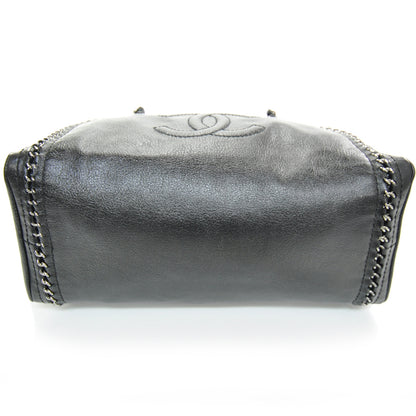 Chanel Leather Luxe Ligne Medium Bowler Metallic Black 4 of 10