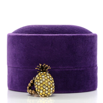 Gucci Metal Crystal Pineapple Motif Ring L Aged Gold 5 of 5