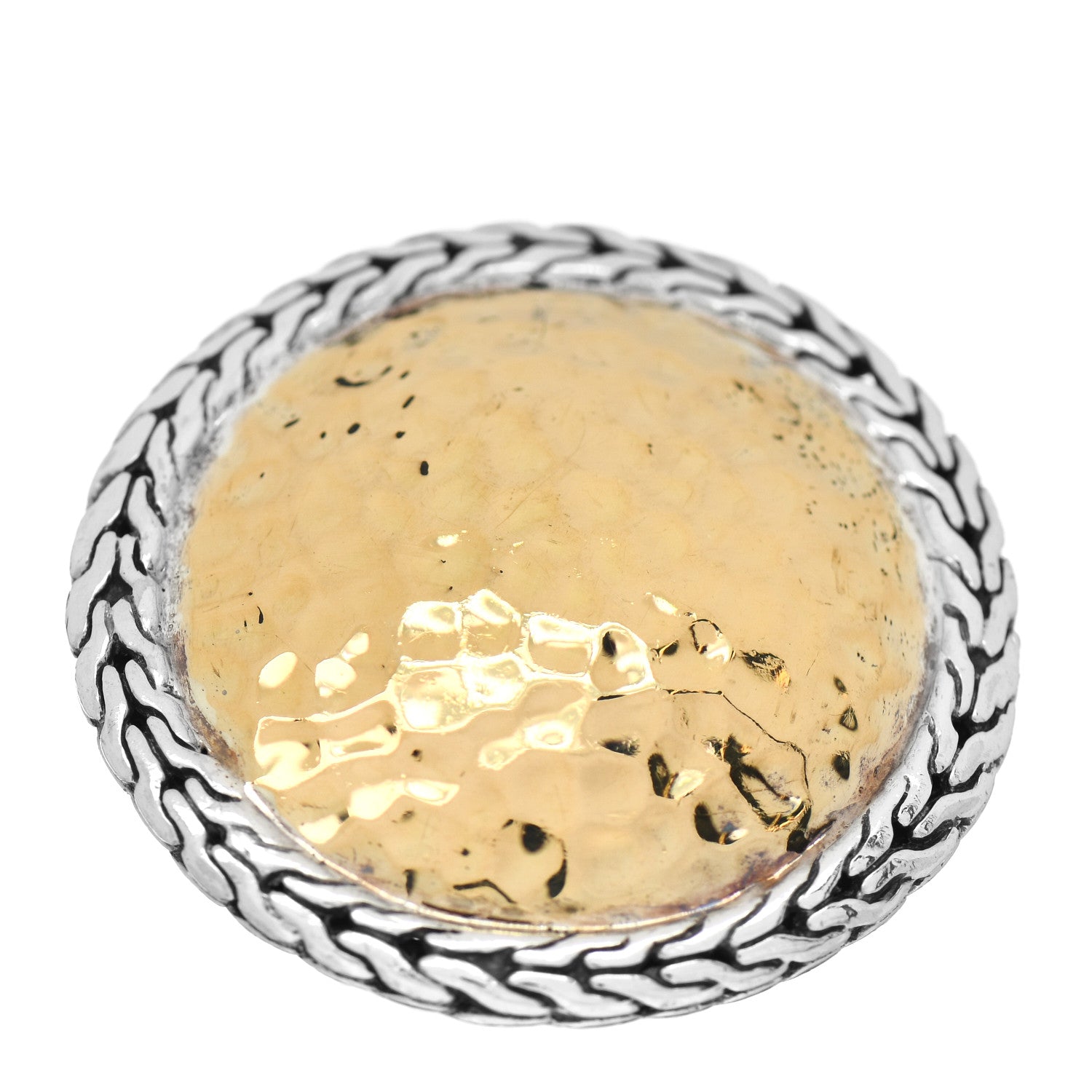 John Hardy Sterling Silver 22K Yellow Gold Palu Hammered Dome Ring 55 7.25 1 of 6