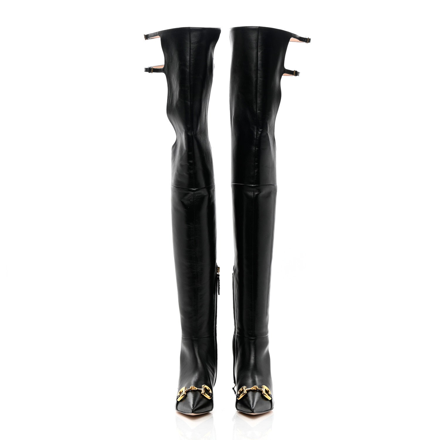 Gucci Nappa Horsebit Over The Knee Boots 35 Black 2 of 15