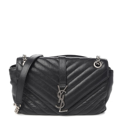 Saint Laurent Sheepskin Medium Tri-Quilt College Monogram Satchel Black 1 of 11