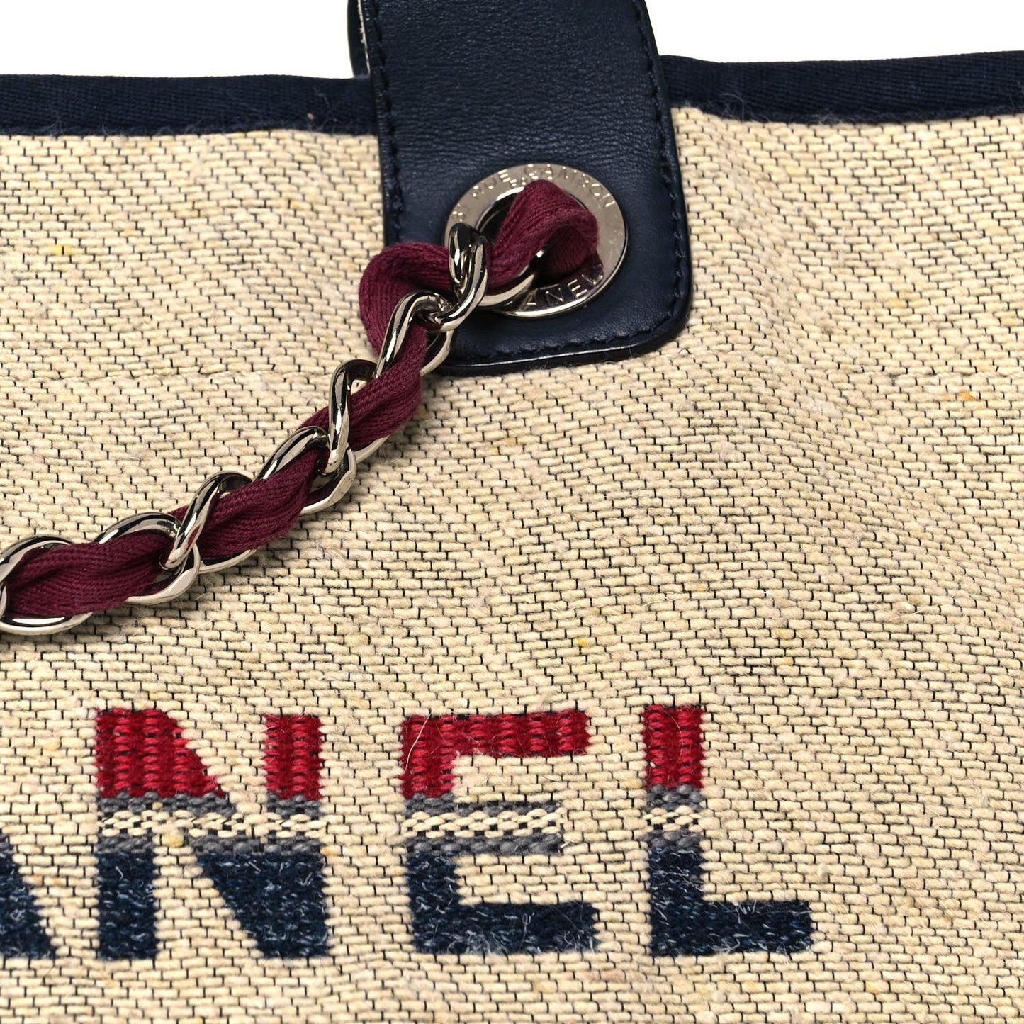 Striped Canvas Medium Deauville Tote Beige