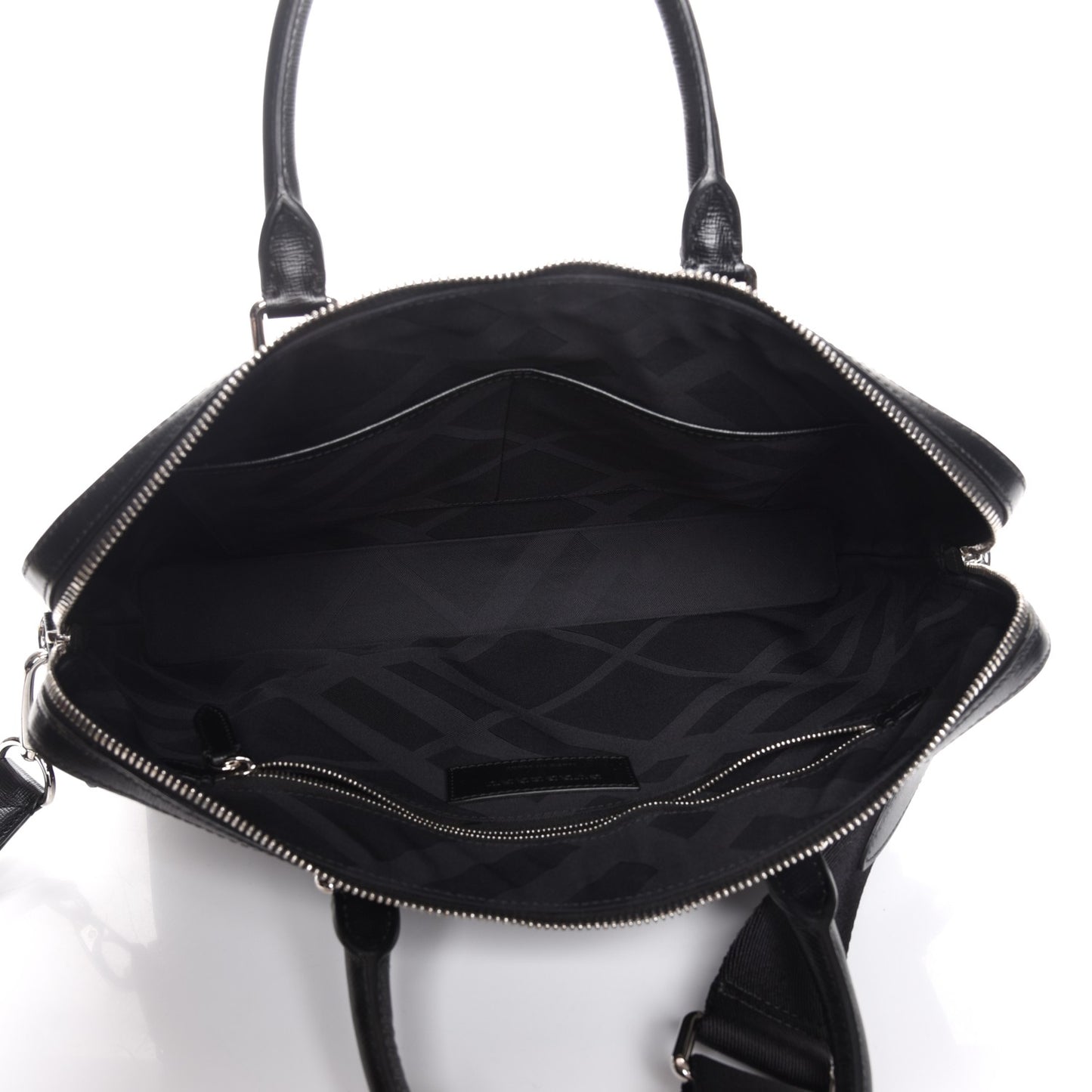 Textured Calfskin Barrow Briefcase Black