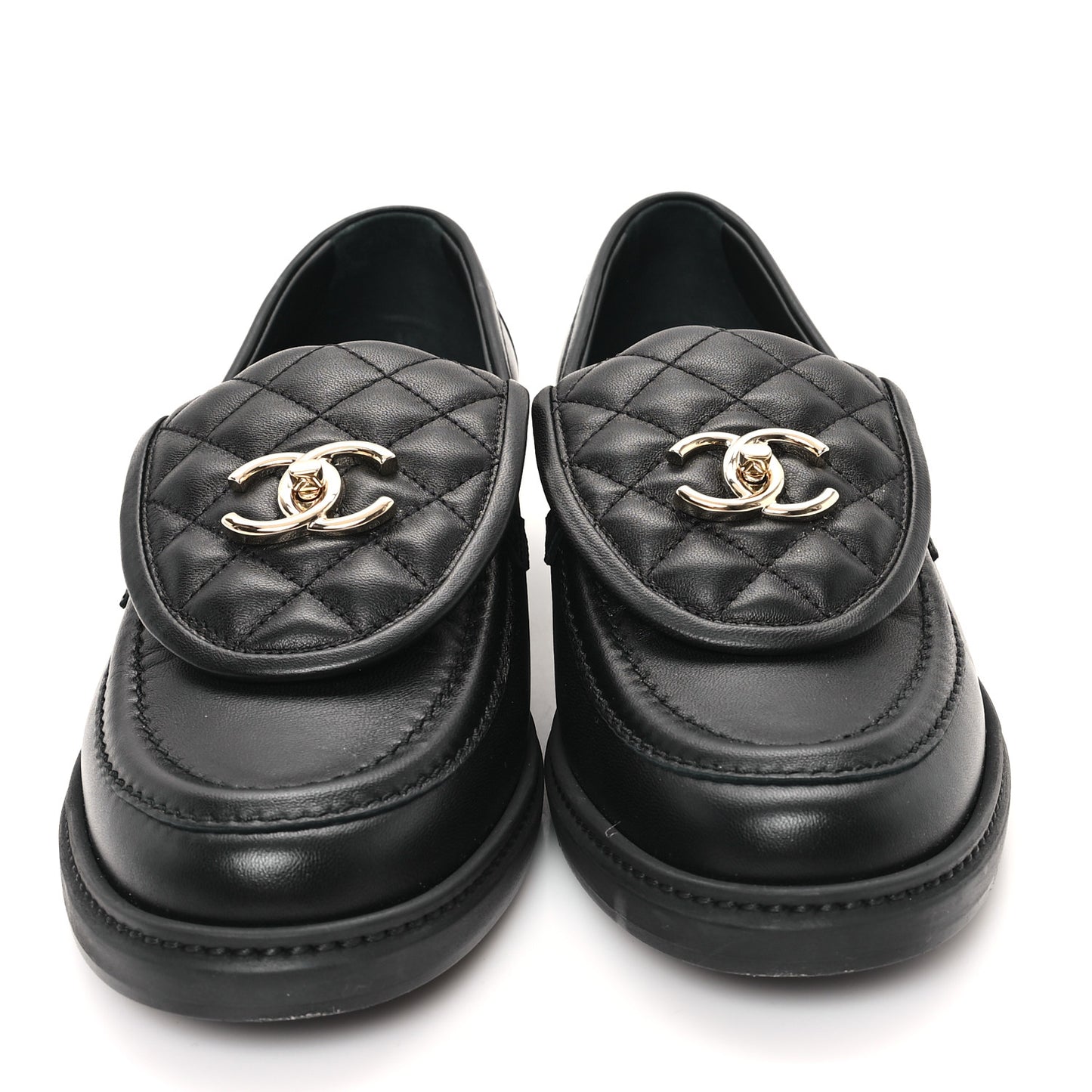 Lambskin Quilted CC Turnlock Loafers 40.5 Black