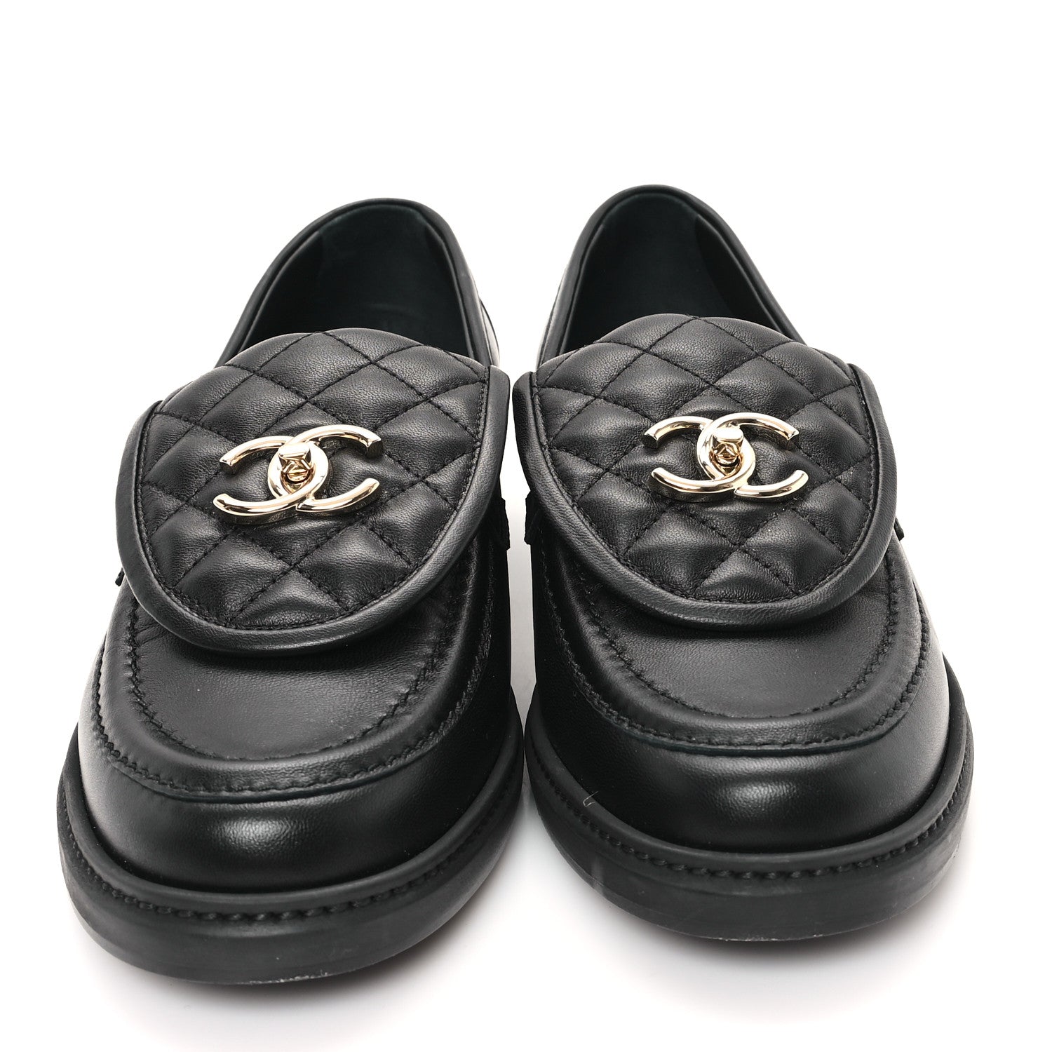 Chanel Lambskin Quilted CC Turnlock Loafers 40.5 Black 3 of 10