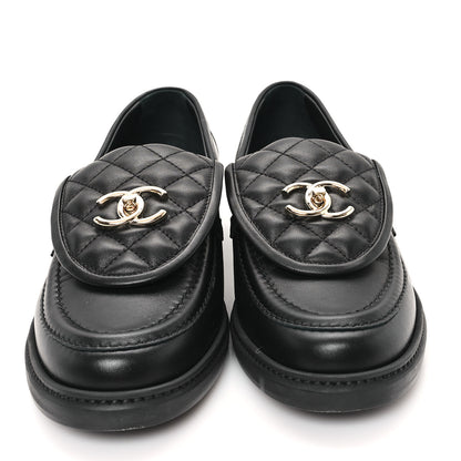 Chanel Lambskin Quilted CC Turnlock Loafers 40.5 Black 3 of 10