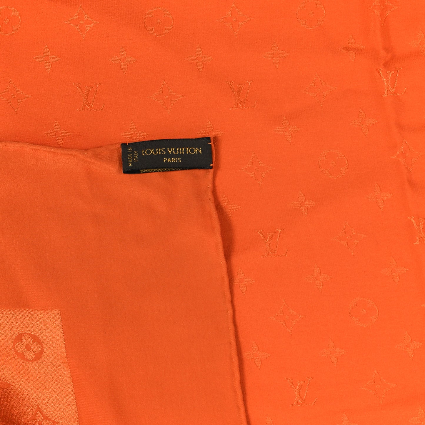 Silk Monogram Monaco Square Scarf Orange