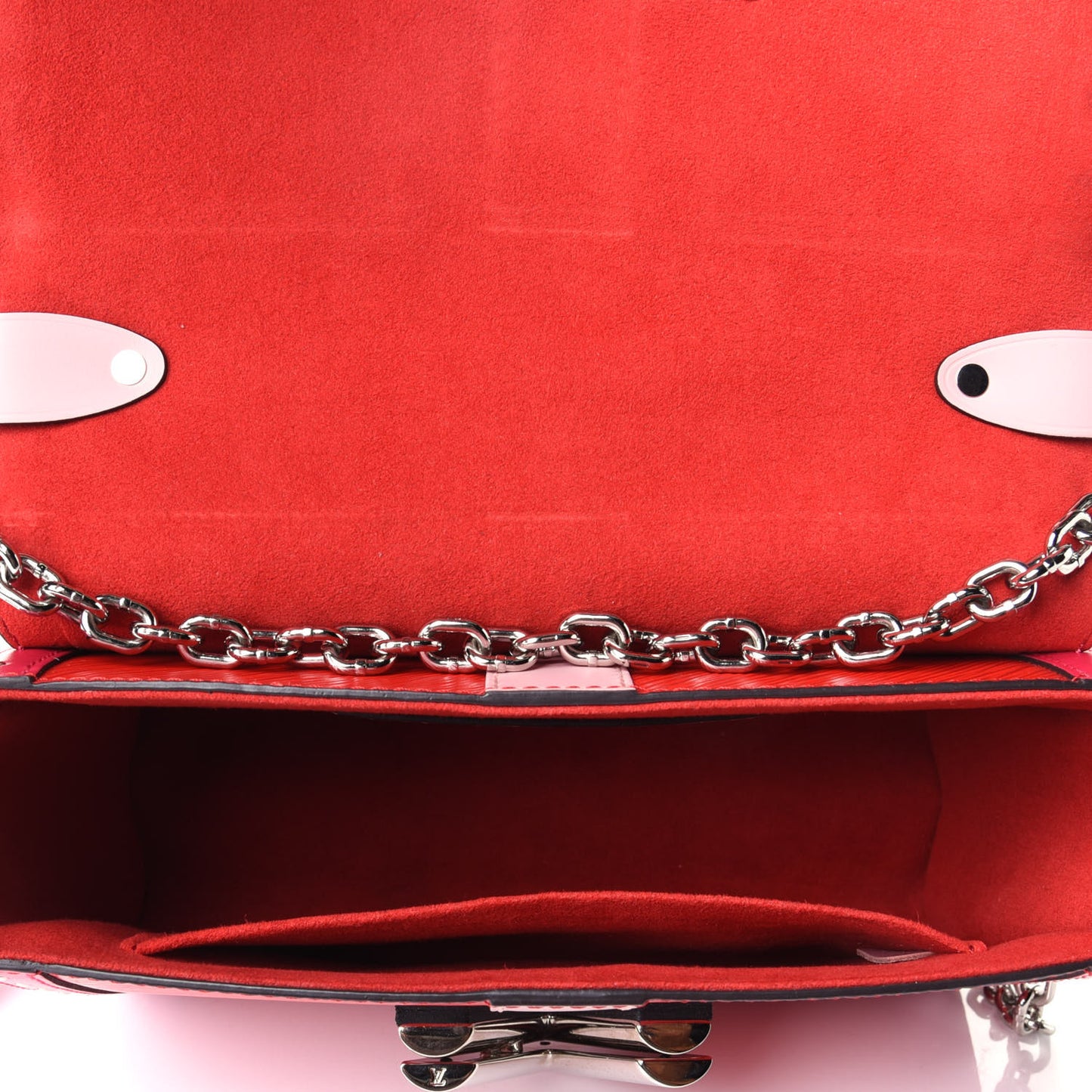 Epi Complice Trunks and Bags Twist Shoulder Bag MM Coquelicot