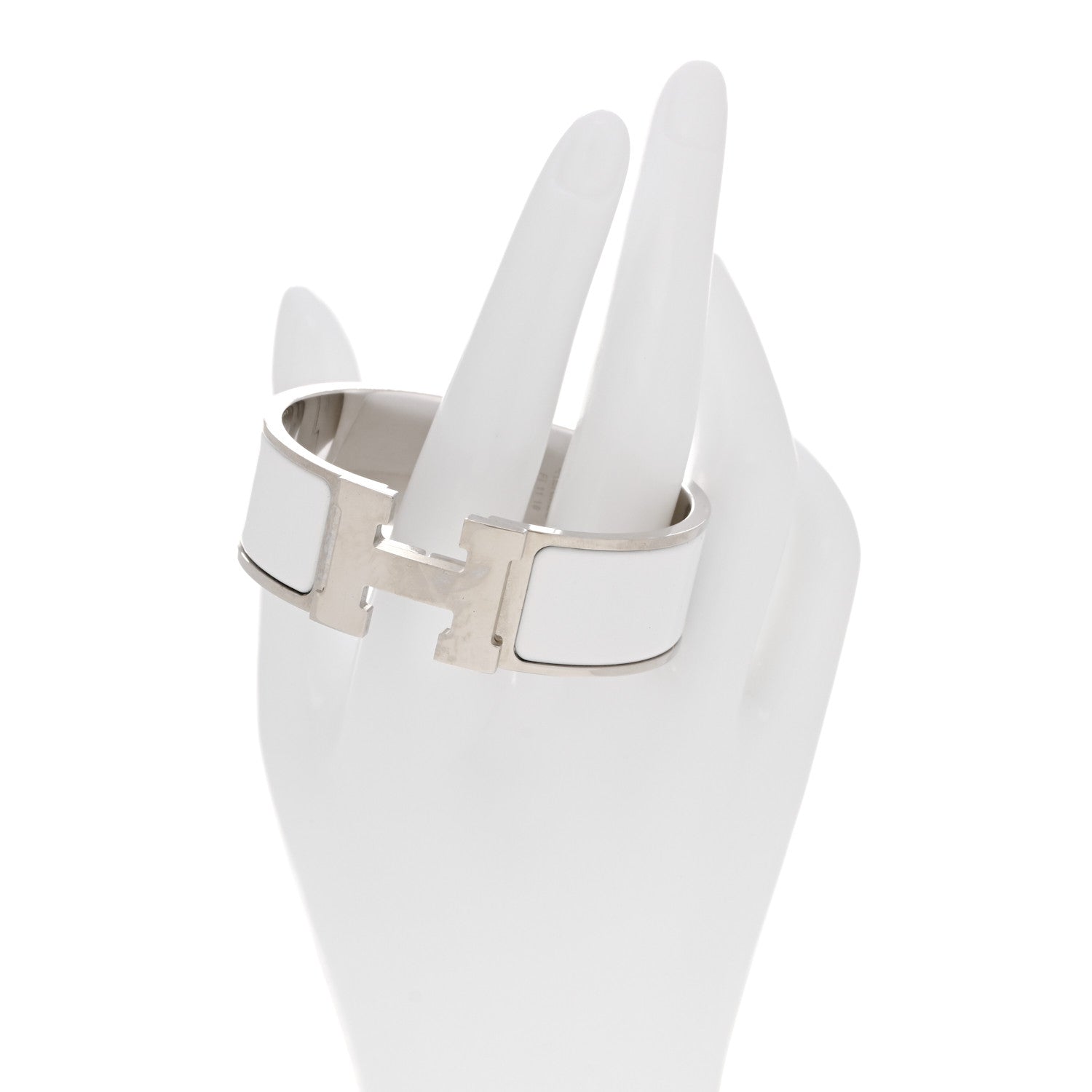 Hermes Enamel Wide Clic Clac H Bracelet PM White 2 of 6
