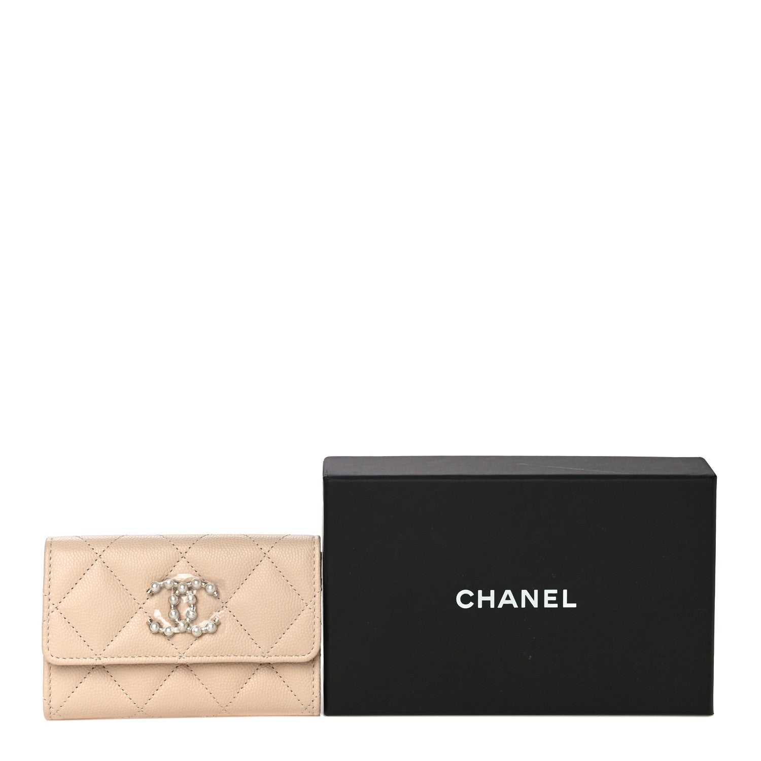 Chanel Caviar Pearl Quilted Coco Candy Flap Card Holder Beige 12 of 12