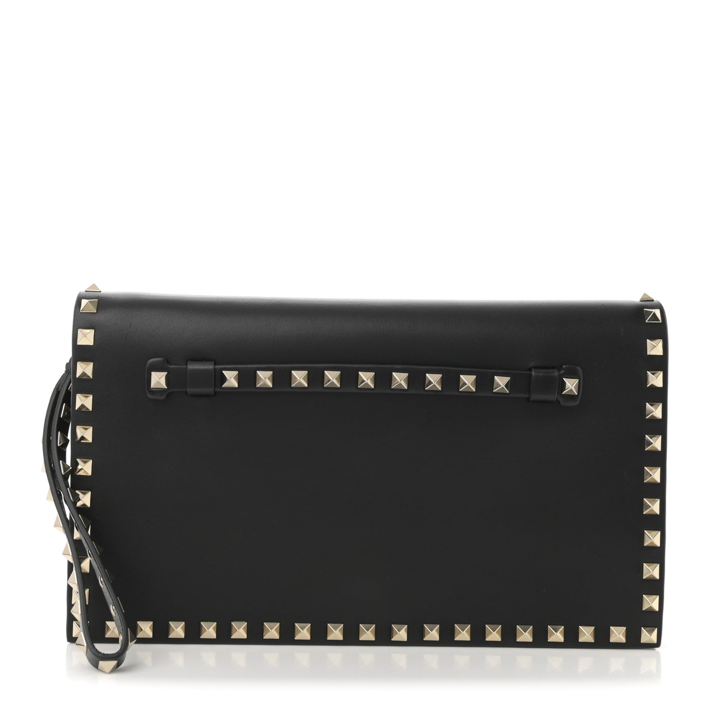 Nappa Small Rockstud Wristlet Clutch Black