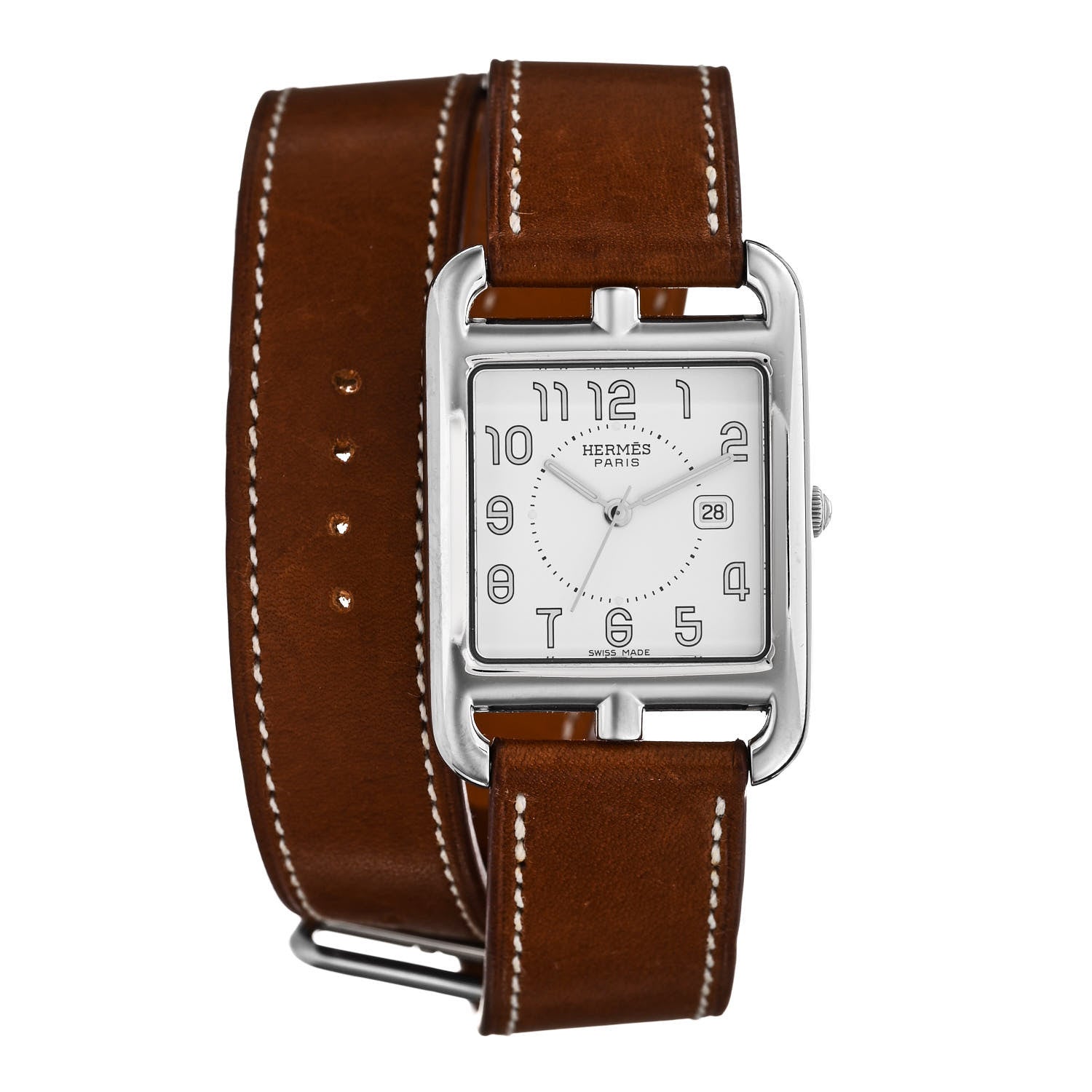 Hermes Stainless Steel Barenia 29mm Cape Cod Double Tour Quartz Watch Fauve 1 of 5