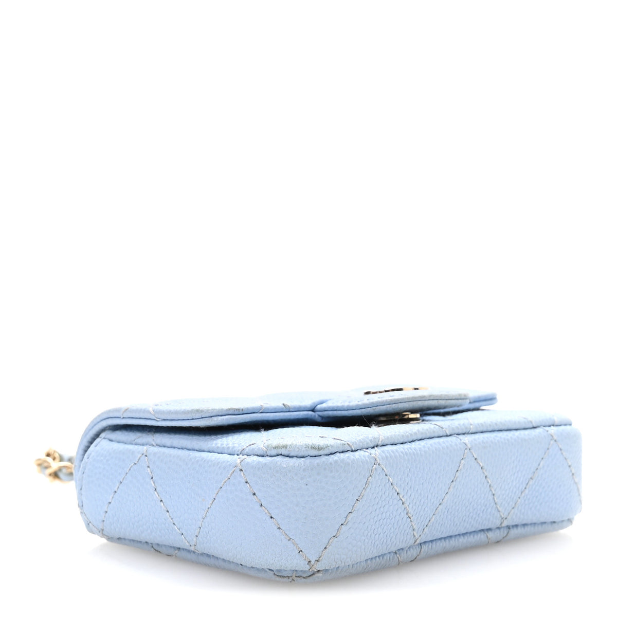 Caviar Quilted Mini Chain Belt Bag Light Blue