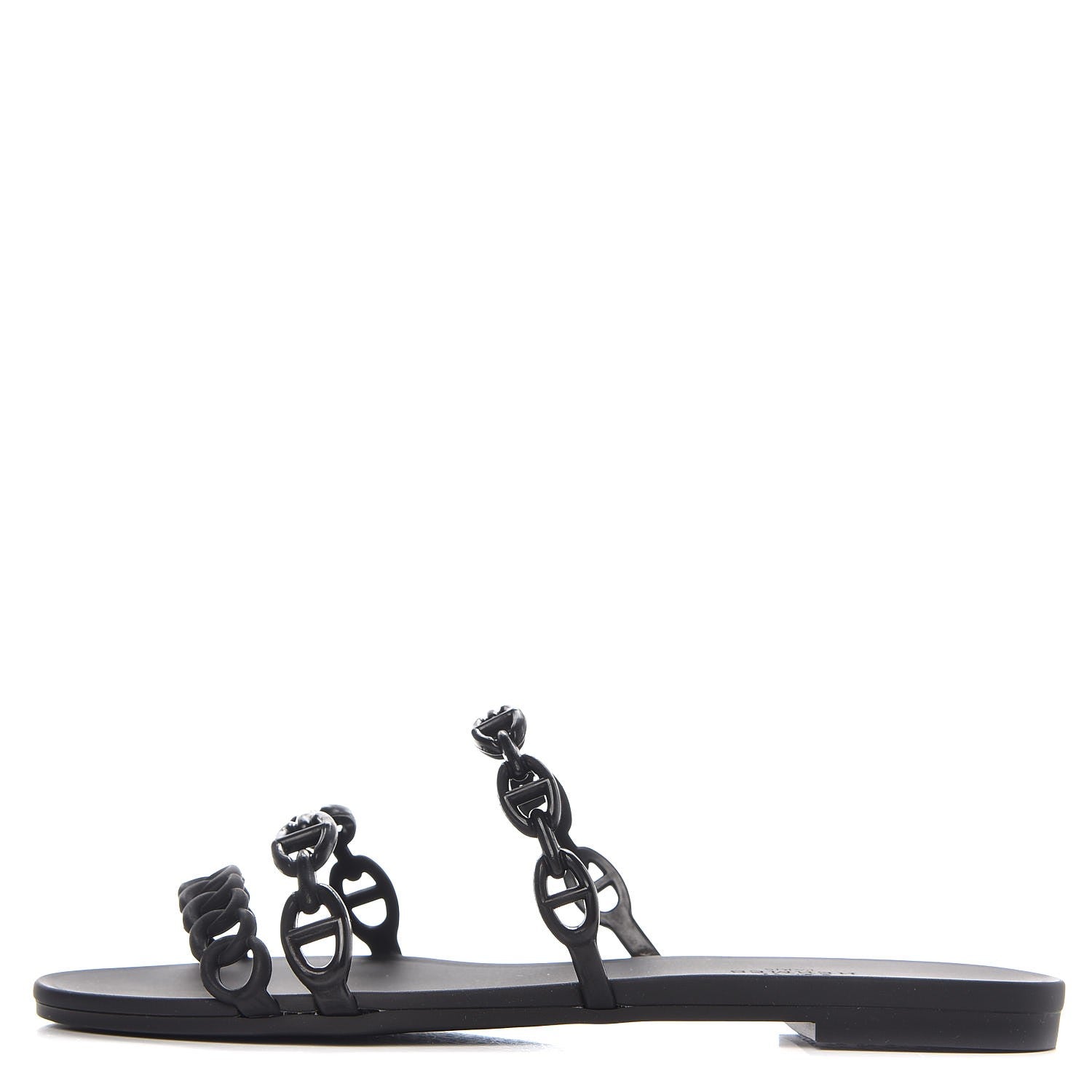 Hermes Rubber Chaine d'Ancre Rivage Sandals 37 Black 1 of 8