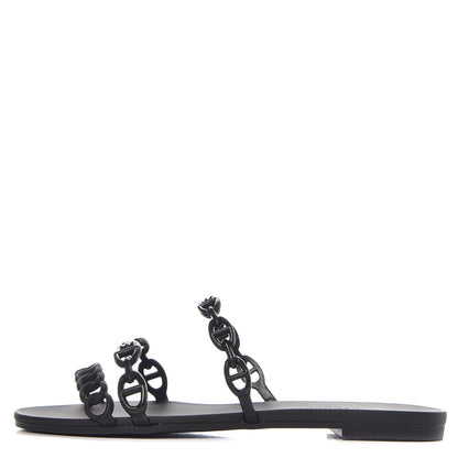 Hermes Rubber Chaine d'Ancre Rivage Sandals 37 Black 1 of 8