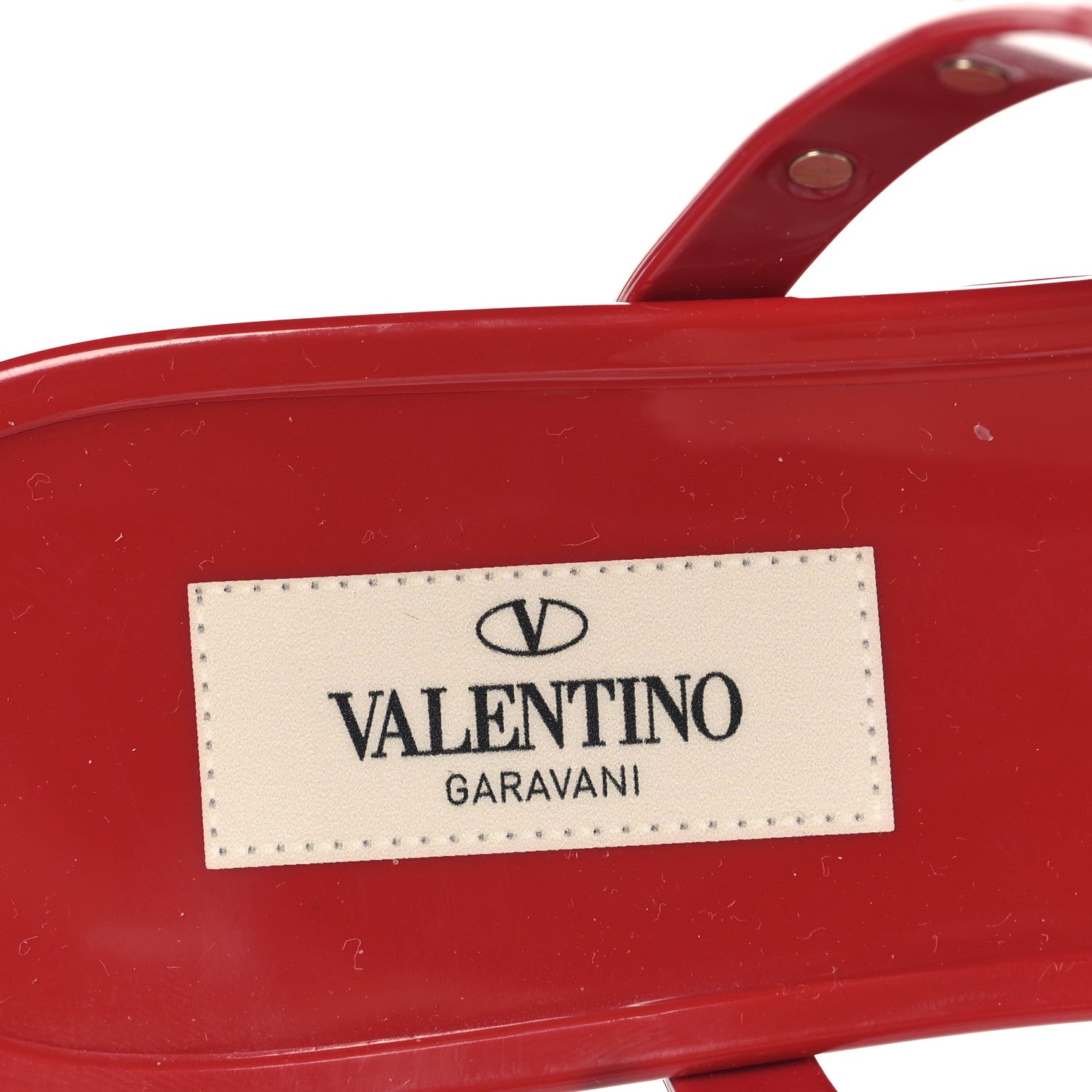 Valentino Garavani PVC Jelly Monochrome Rockstud Caged Flat Thong Sandals 38 Rosso 8 of 9