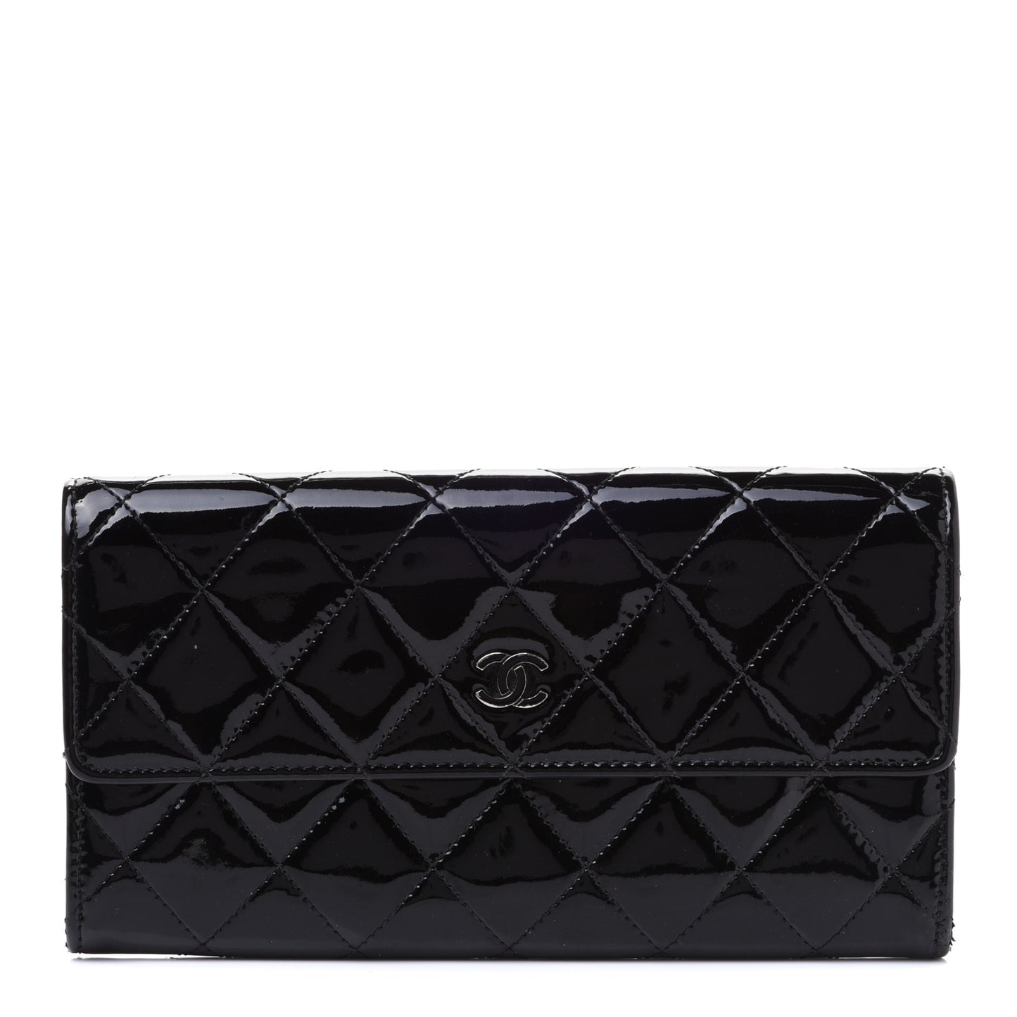 Patent CC Large Gusset Flap Wallet Black