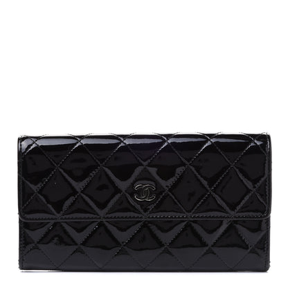 Chanel Patent CC Large Gusset Flap Wallet Black 1 of 15