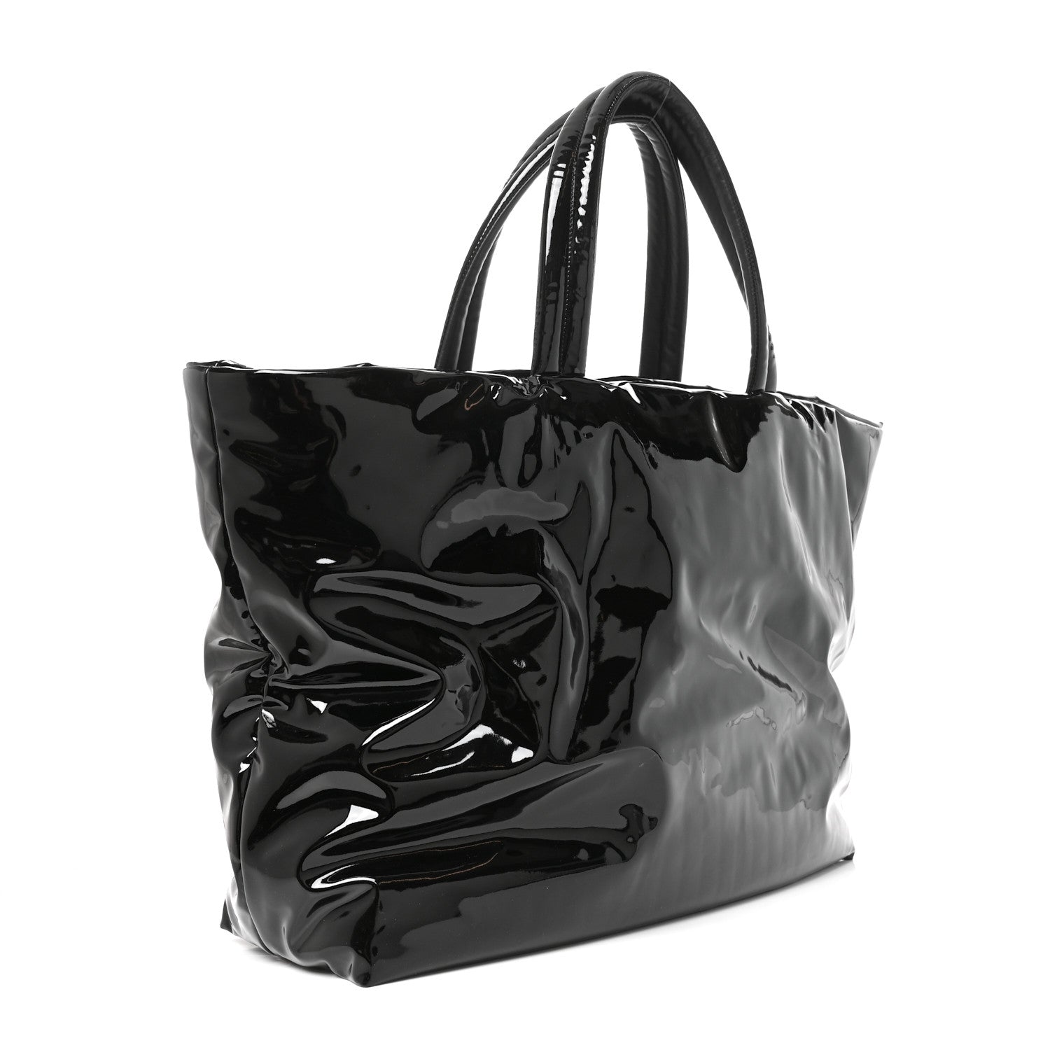 Saint Laurent Patent Wide Puffer Maxi Tote Black 2 of 9