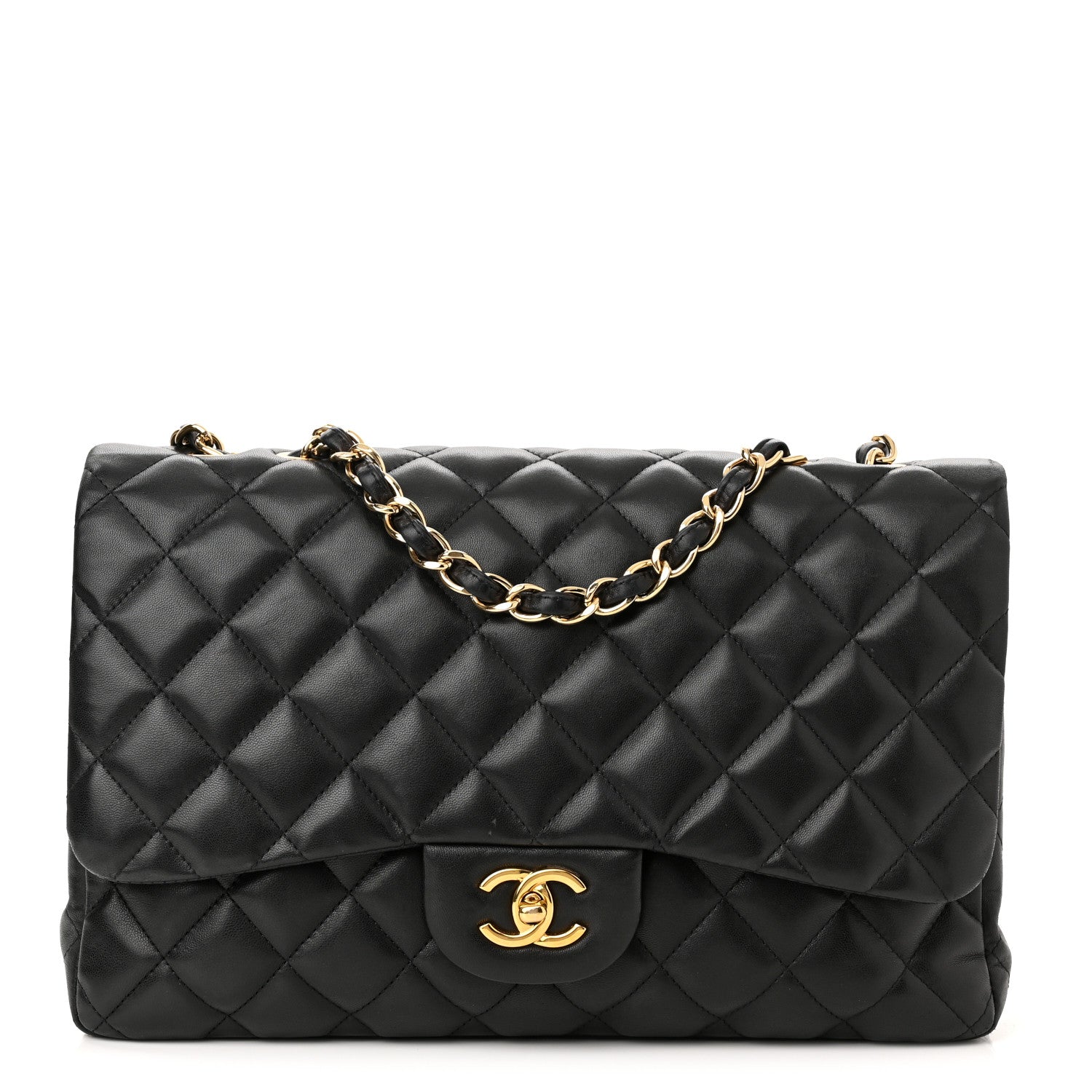 Chanel Lambskin Quilted Jumbo Single Flap Black 1 of 10