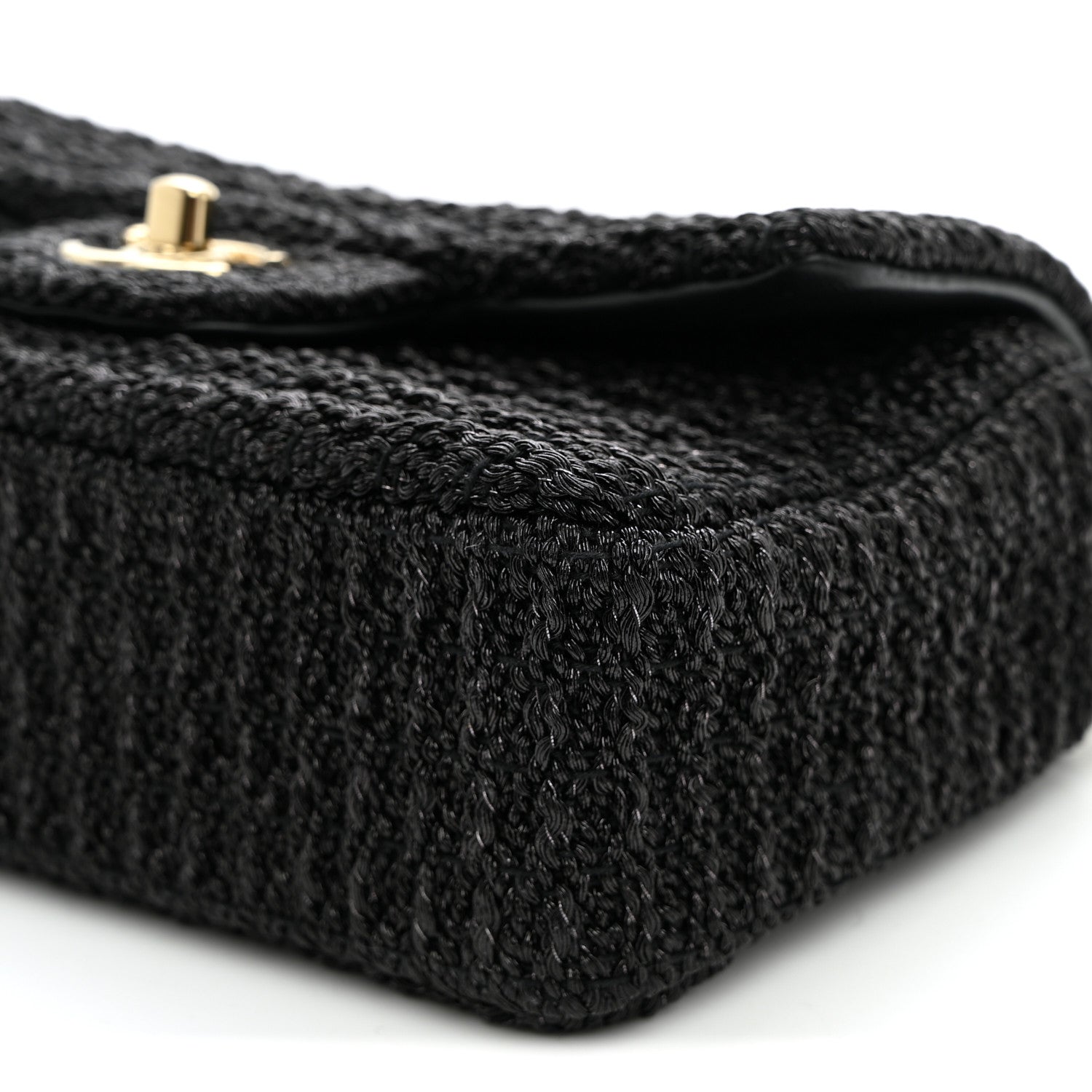 Chanel Woven Fabric Mini Rectangular Flap Black 9 of 9