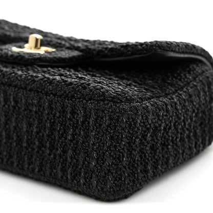 Chanel Woven Fabric Mini Rectangular Flap Black 9 of 9