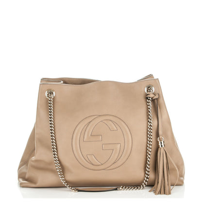 Gucci Pebbled Calfskin Large Soho Chain Shoulder Bag Camelia 1 of 7