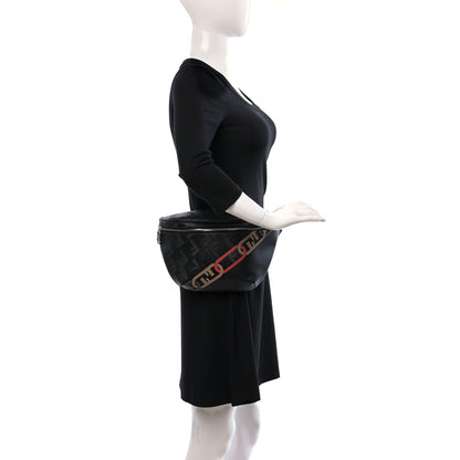 Fendi Vitello King FF Lines Embossed Lock Chain 1974 Diagonal Belt Bag Black 3 of 8