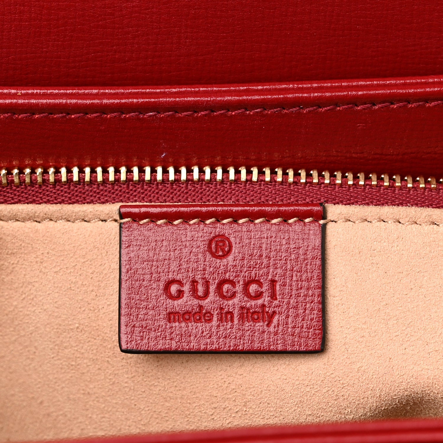 Gucci GG Supreme Monogram Azalea Calfskin Horsebit 1955 Shoulder Bag Beige Ebony New Cherry Red 7 of 12