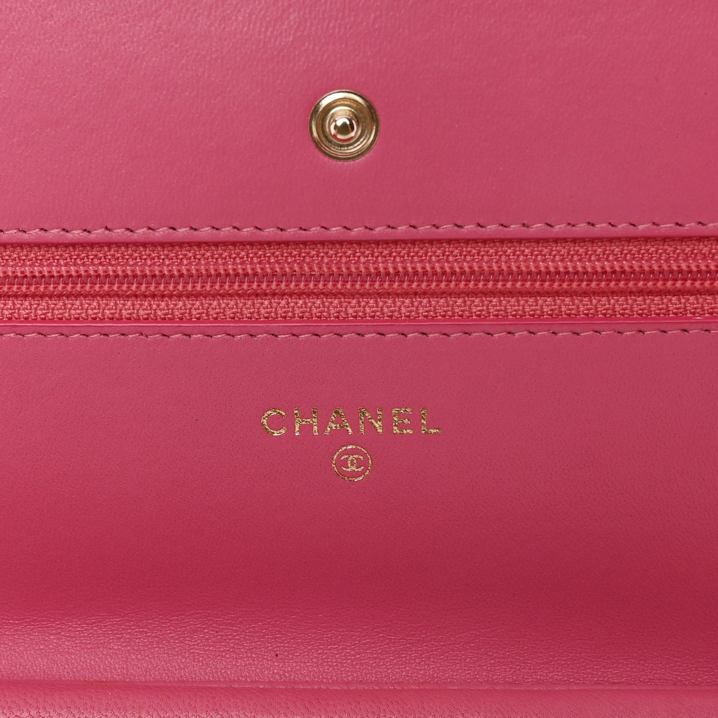 Lambskin Camellia Embossed Wallet on Chain WOC Pink